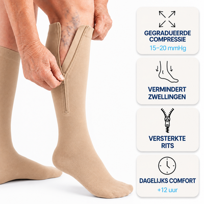 Compressiekousen met handige ritssluiting