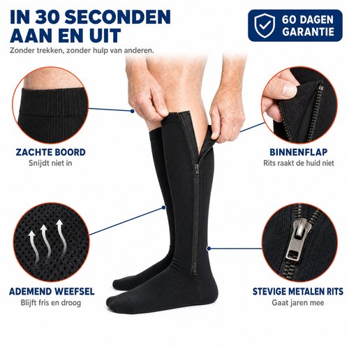 Compressiekousen met handige ritssluiting