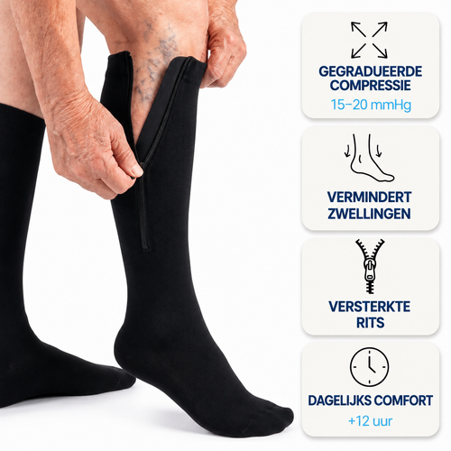 Compressiekousen met handige ritssluiting