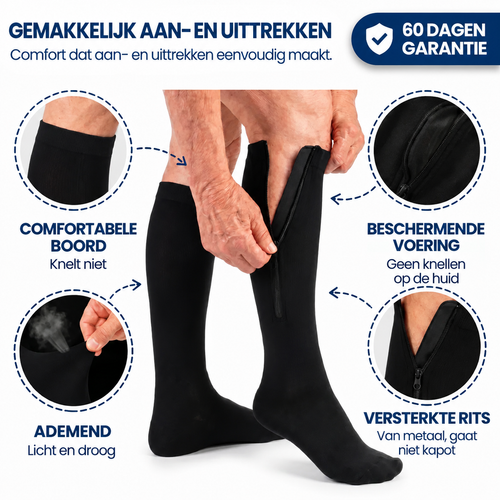 Compressiekousen met handige ritssluiting